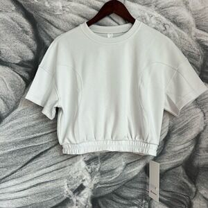 Lululemon Softstreme  Gathered crop T-Shirt –‎ Light Vapor 🤍  Size 4 NWT
